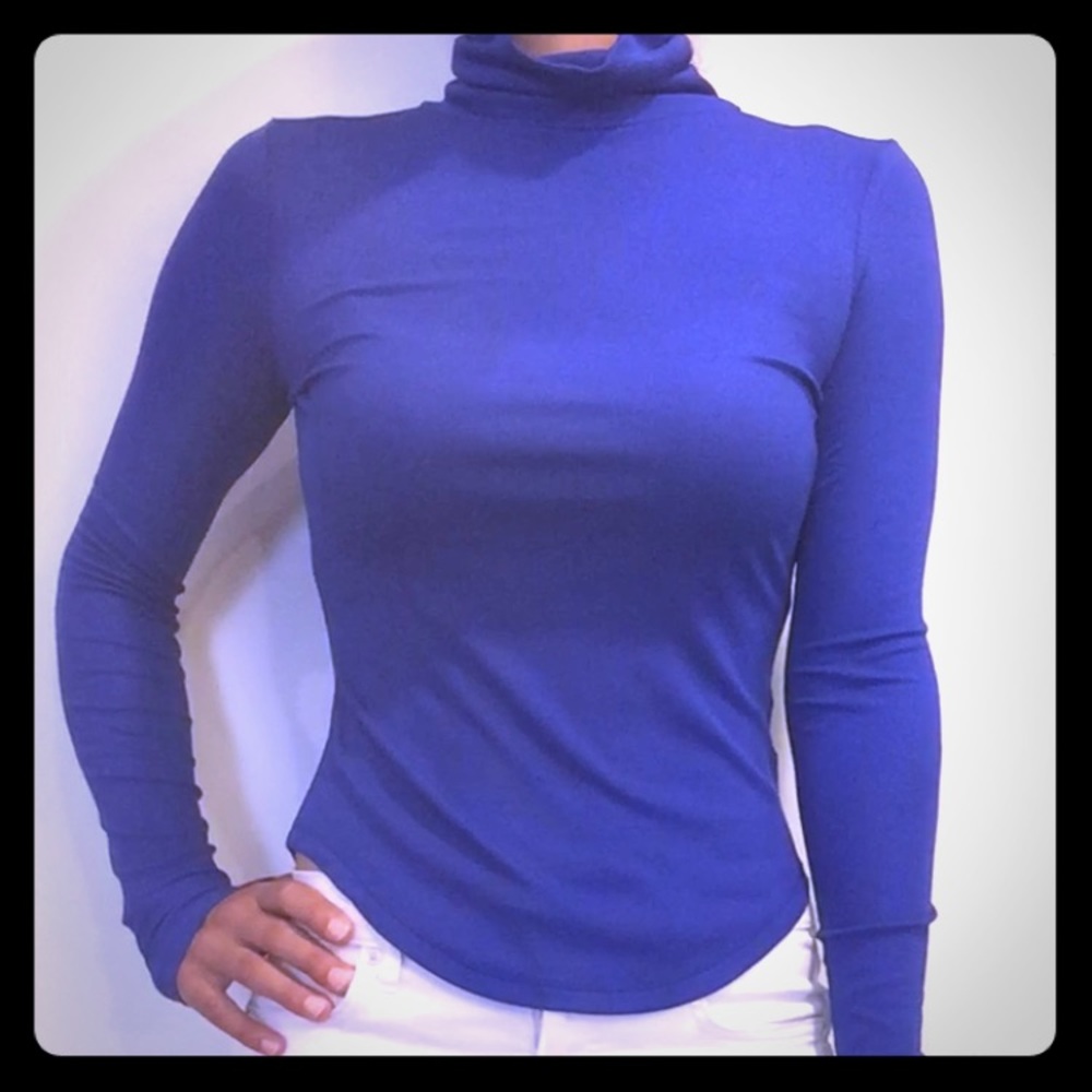 Talula for Aritzia Royal Blue Ribbed Turtleneck